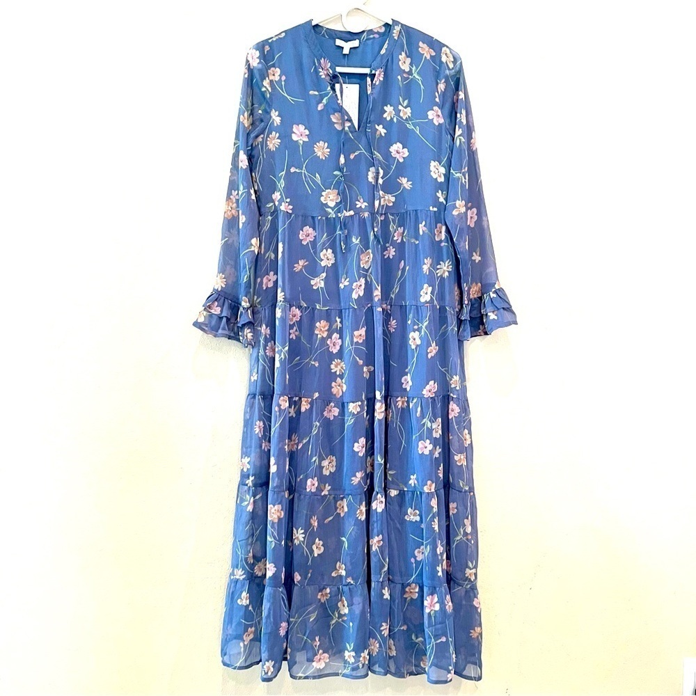 NWT PATRONS OF PEACE Chiffon cottagecore pleasant blouson flower maxi dress S